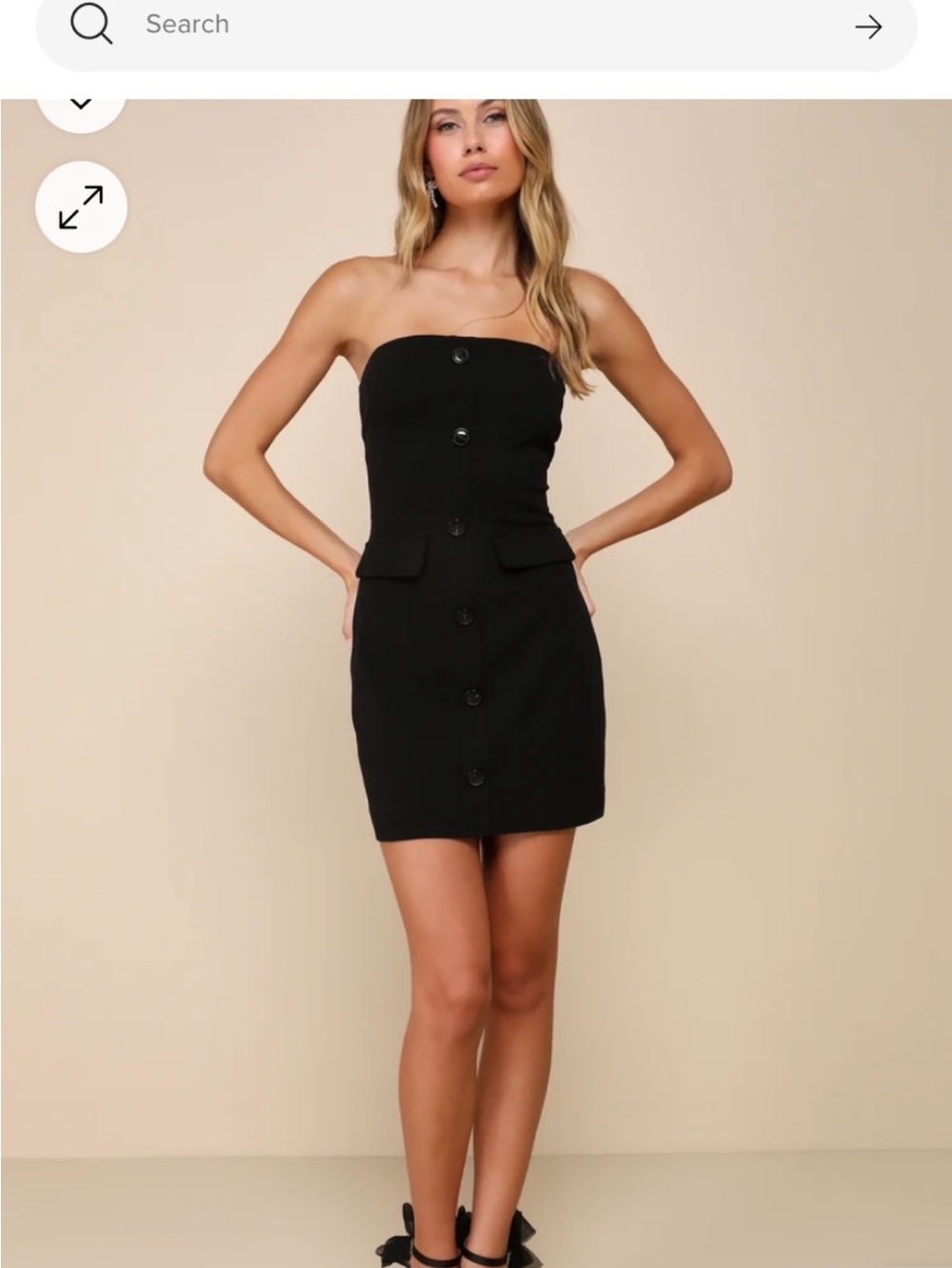 Lulu's Black Strapless Button-Front Mini Dress